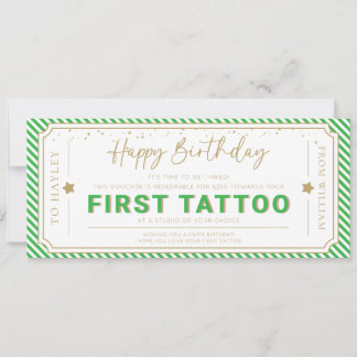 Invitation Billet cadeau pour tatouage Apple Green First pour