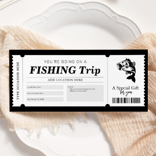 Invitation Billet cadeau surprise pour un voyage de pêche