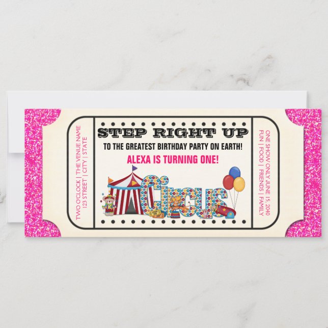 Invitation Billet Cirque vintage Anniversaire (Devant)