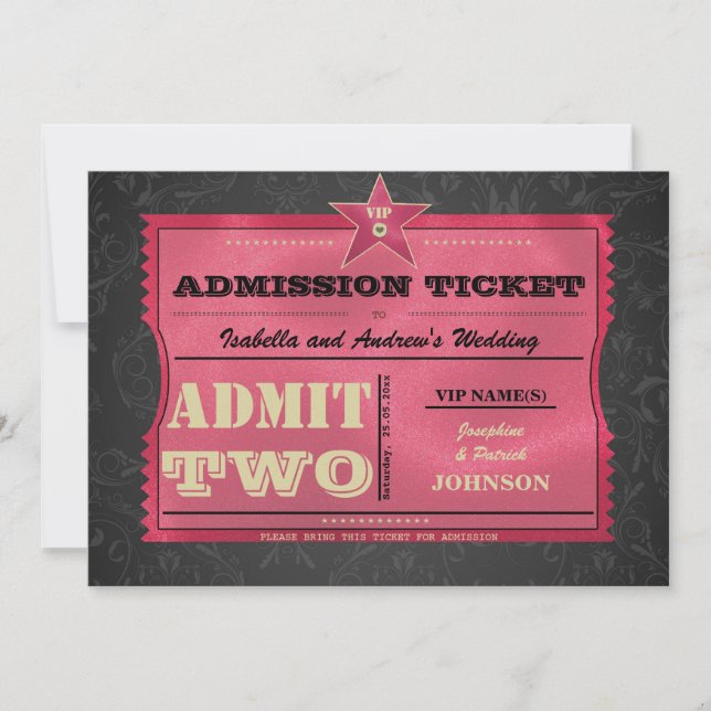 Invitation Billet d'admission au mariage (Devant)