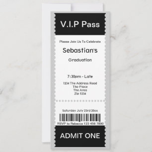 Invitation Billet d'admission de la fête de graduation VIP
