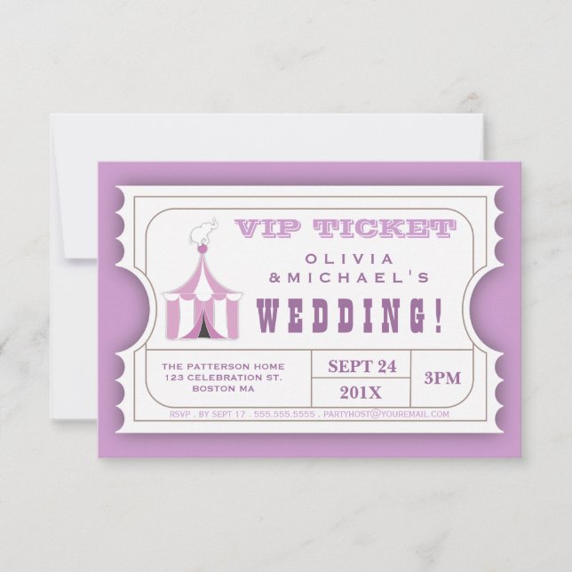 Invitation Billet d'admission personnalisé pour le mariage de (Devant)