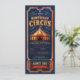 Invitation Billet d'anniversaire de cirque vintage Admettez u
