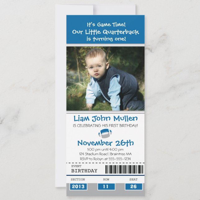 Invitation Billet d'anniversaire de football (Devant)