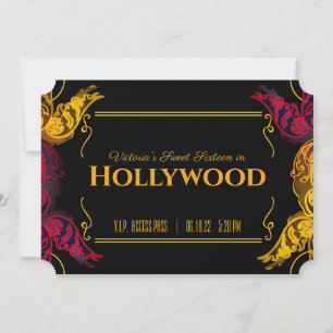Invitation billet d'anniversaire de HOLLYWOOD 16 ans sucré In
