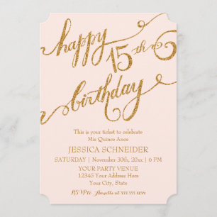 Invitation Billet d'anniversaire de Quinceanera, 15e Mis Quin