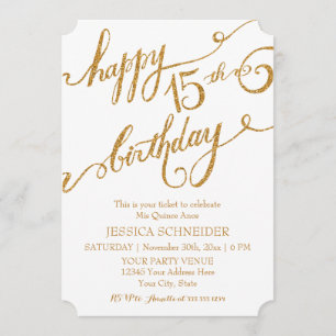 Invitation Billet d'anniversaire de Quinceanera, 15e Mis Quin