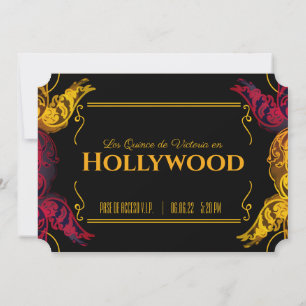 Invitation Billet d'anniversaire HOLLYWOOD, espagnol quinceañ