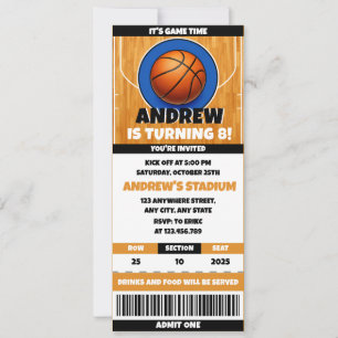 Invitation Billet d'anniversaire pour fan de basket-ball pers