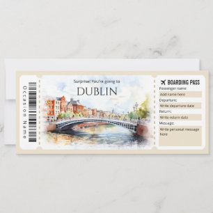 Invitation Billet d'avion éditable Dublin Boarding Pass