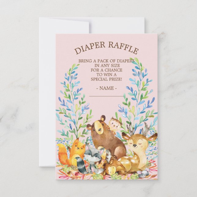 Invitation Billet de Baby shower à rabat pour filles de bois (Devant)