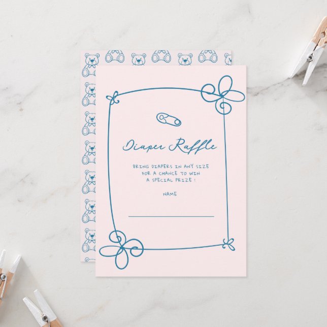 Invitation Billet de Baby shower de cadre à mâchoires molles (Devant/Arrière en situation)