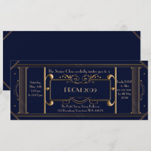 Invitation billet de bal d'étudiants d'art déco, bal