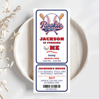 Invitation Billet de base-ball de la nouvelle année 1er anniv