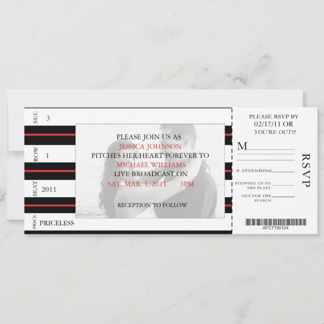 Invitation Billet de baseball (Devant)