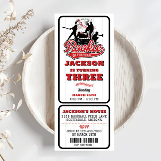 Invitation Billet de baseball de la recrue de l'année 3e anni