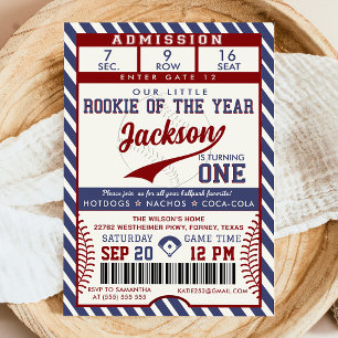Invitation Billet de baseball pour le 1er anniversaire de la