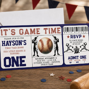 Invitation Billet de baseball pour le 1er anniversaire de la 