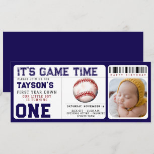 Invitation Billet de baseball première année bas 1er annivers