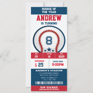 Invitation Billet de baseball Recrue de l'année anniversaire