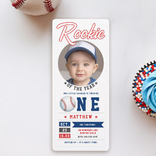 Invitation Billet de baseball Rookie Fun Photo Boy 1er annive