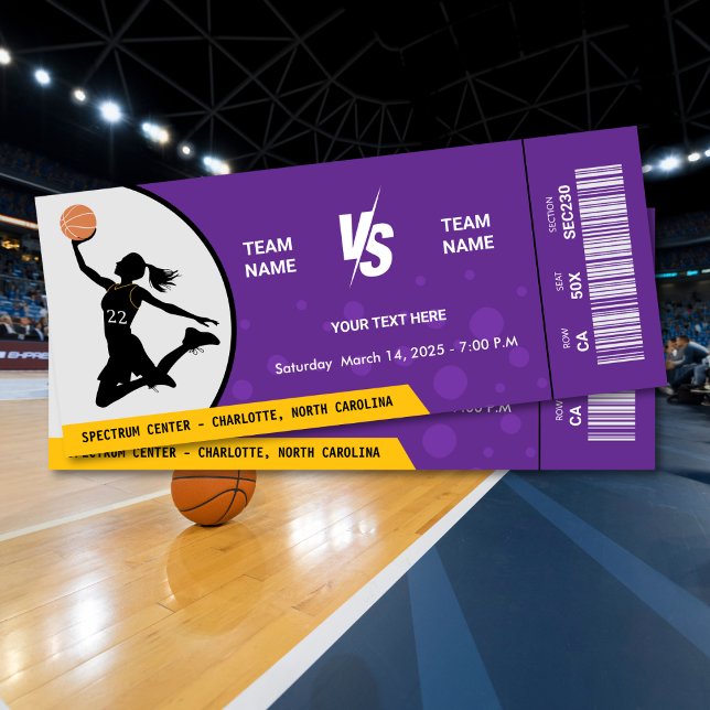 Invitation Billet de basket-ball Caitlin Clark WNBA #22 (Caitlin Clark Basketball Ticket WNBA #22 Invitation)
