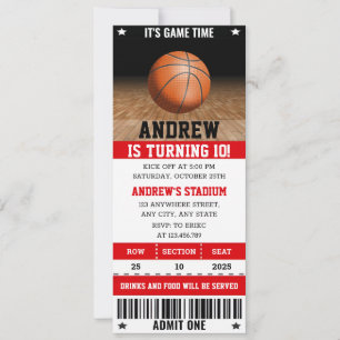 Invitation Billet de basket-ball sport personnel Anniversaire