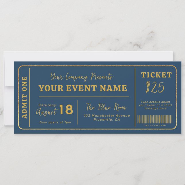 Invitation Billet de Billet de Concert Personnalisé, Faux Bil (Devant)