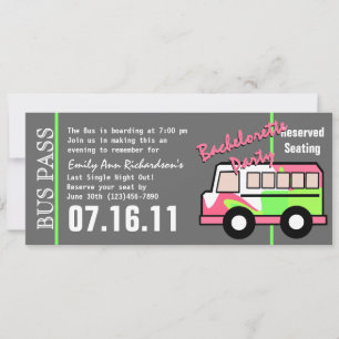 Invitation Billet de bus pour l'enterrement de vie de jeune f