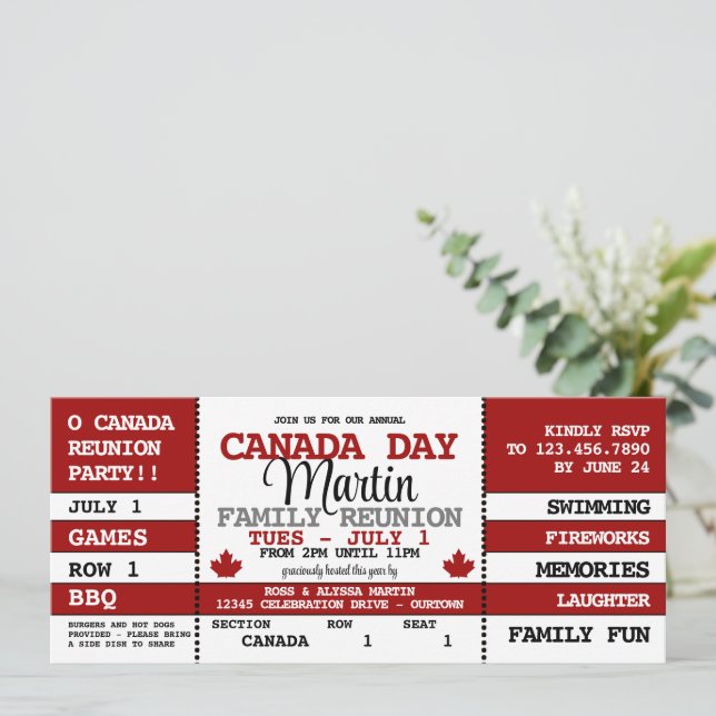 Invitation Billet de célébration de la fête du Canada pour la (Debout devant)
