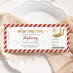 Invitation Billet de certificat cadeau de Noël de parachutism