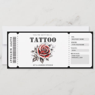Invitation Billet de certificat-cadeau de tatouage personnali