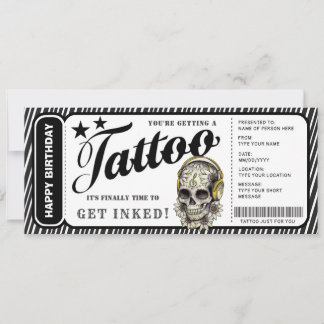 Invitation Billet de certificat-cadeau de tatouage personnali
