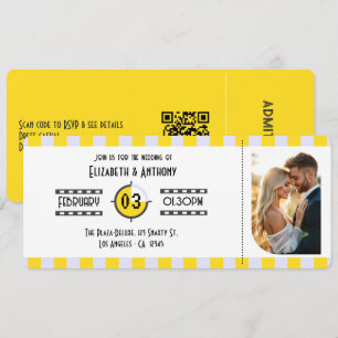 Invitation Billet de cinéma jaune, lavande et blanc de la gén