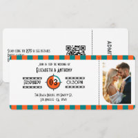 Billet de Cinéma Orange Néon, Sarcelle et Blanc po