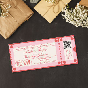 Invitation Billet de cinéma rétro vintage avec code QR RSVP