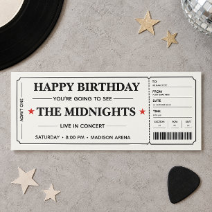 Invitation Billet de concert d'anniversaire personnalisé Rétr