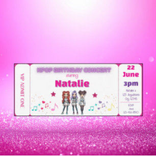 Invitation Billet de concert d'anniversaire Pink KPOP