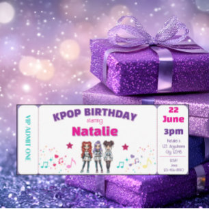 Invitation Billet de concert d'anniversaire Purple KPOP