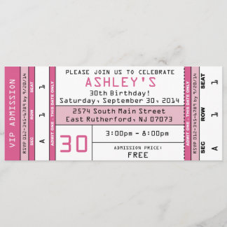 Invitation Billet de Concert Rose
