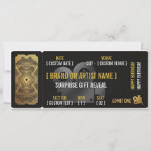 Billet de Concert VIP Luxe Or Cadeau Révélation Ch