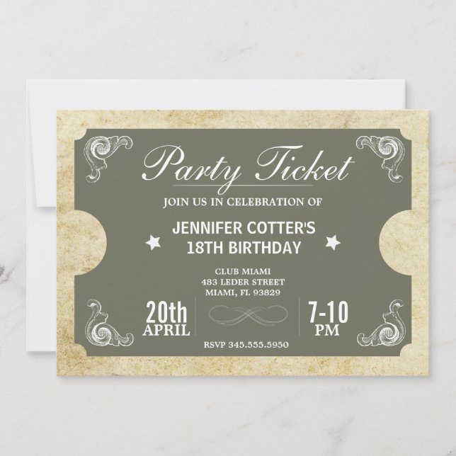 Invitation Billet de fête (Devant)