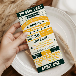 Invitation Billet de fête d'anniversaire sur le thème sportif
