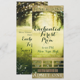 Invitation Billet de fête VIP Prom Forêt & Lumières Lueur Ver