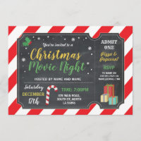 Billet de film de nuit de fête de Noël Holly Fun