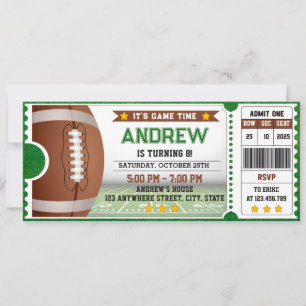Invitation Billet de football américain moderne personnel Ann