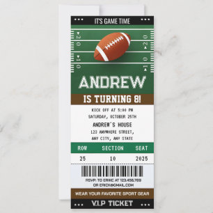 Invitation Billet de football américain personnel