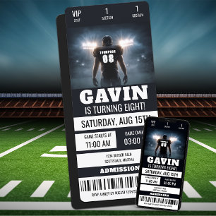 Invitation Billet de football personnalisé fête d'anniversair