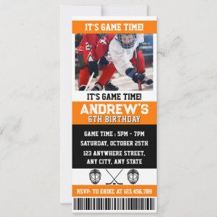 Invitation Billet de hockey numérique personnel Anniversaire 