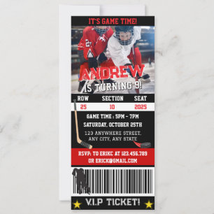 Invitation Billet de hockey numérique personnel Anniversaire 
